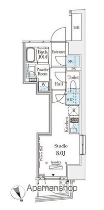 パークナードフィット南青山Ｖｉｓｔａ[1R/25.17m2]の間取図