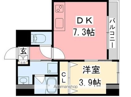ツイン・ハーモニー道後Ⅰ[1DK/31.12m2]の間取図