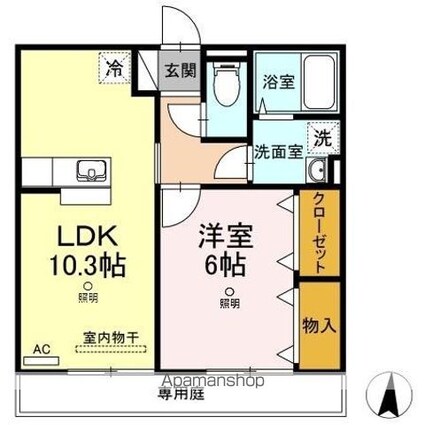 エルドラード　Ａ棟[1LDK/40.76m2]の間取図