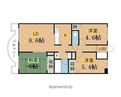 クオリアテラス千人町[3LDK/63.28m2]の間取図