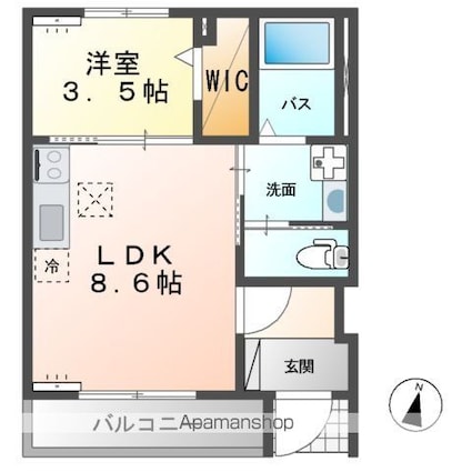 ＯＬＩ　ＯＬＩ　Ｂ（オリオリＢ）[1LDK/32.12m2]の間取図