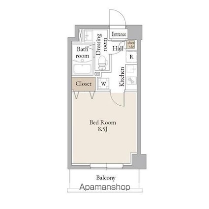 アルファコートお花茶屋Ⅱ[1K/25.4m2]の間取図