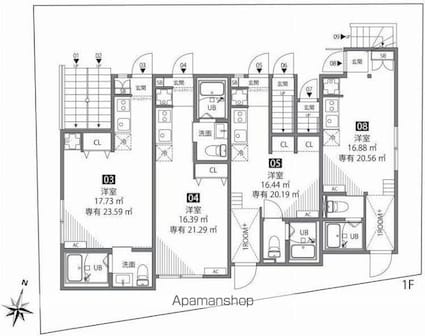 グランエッグス用賀[1R/20.56m2]の間取図