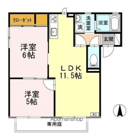 メゾン・セティ　Ｉ棟[2LDK/50.1m2]の間取図