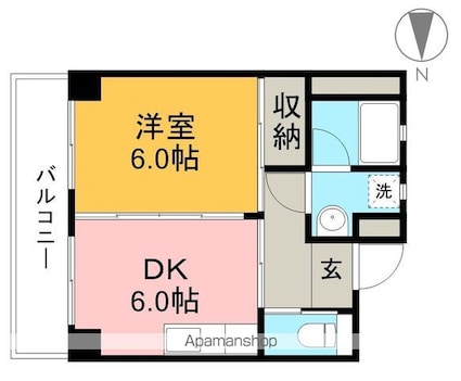 カインド中宝永[1DK/33.61m2]の間取図