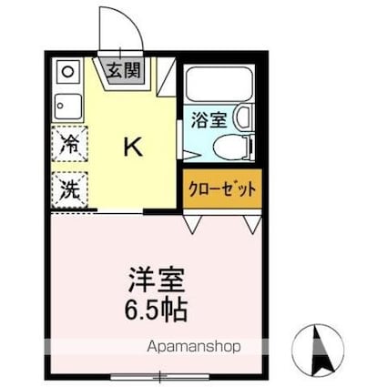 フラット大久保[1K/21.2m2]の間取図