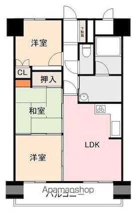 香川県高松市国分寺町国分[3LDK/55.57m2]の間取図
