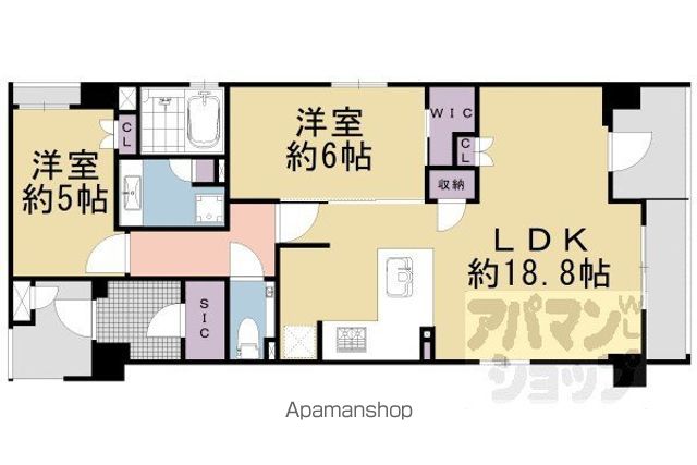 京都市烏丸線 四条駅 徒歩8分 5階建 築3年の間取り写真