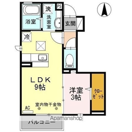 ナスガ　Ａ[1LDK/31.58m2]の間取図