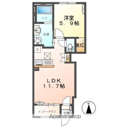 茨城県つくば市館野[1LDK/43.24m2]の間取図