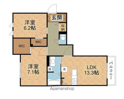 セリバⅠ[2LDK/65.74m2]の間取図