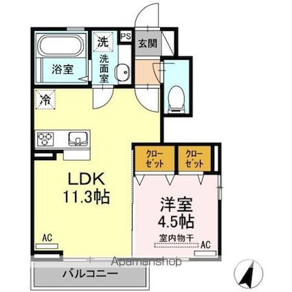 Ｃａｓａ　Ｃｏｎ　Ｐａｔｉｏ[1LDK/38.93m2]の間取図