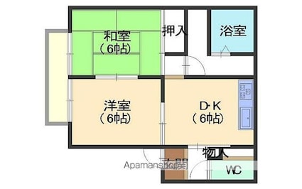 ＰｕｒｅＣｉｔｙ江合Ｄ棟[2DK/44.71m2]の間取図
