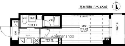 ステージグランデ神楽坂[1K/25.65m2]の間取図