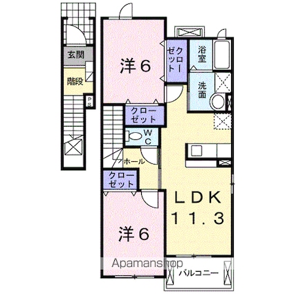 リバーストーン５[2LDK/58.48m2]の間取図