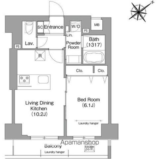 ＨＦ押上レジデンス[1LDK/40.23m2]の間取図