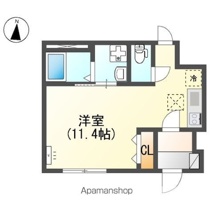 ペルラ[1R/28.7m2]の間取図