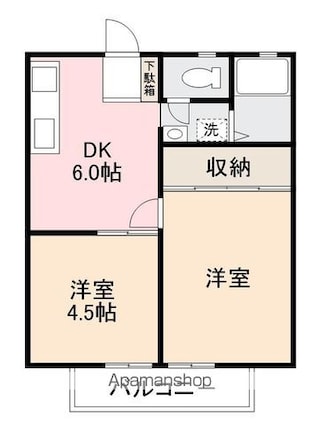 パナハイツ田岡　檀紙[2DK/35.91m2]の間取図