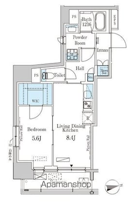 パークアクシス蔵前・春日通り[1LDK/42.14m2]の間取図