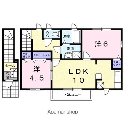 中土井ロングハイツ[2LDK/53.67m2]の間取図
