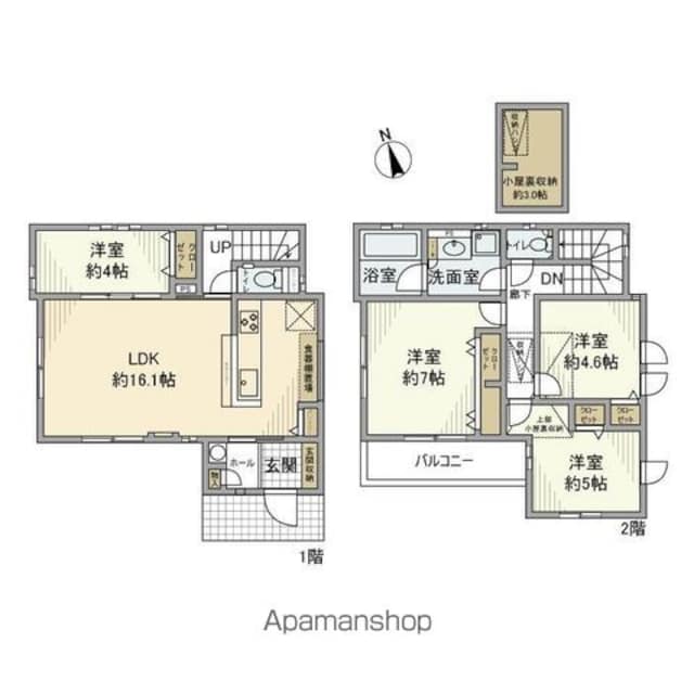 桜丘戸建[4LDK/88.76m2]の間取図