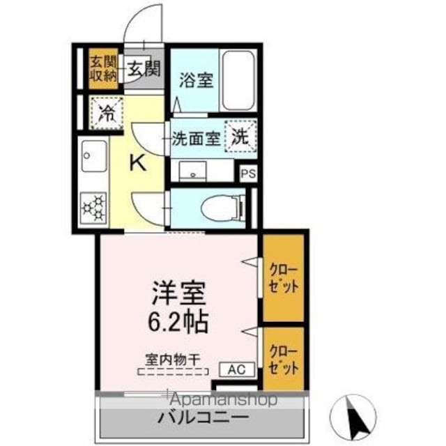フ―ヴェル梅丘[1K/26.58m2]の間取図