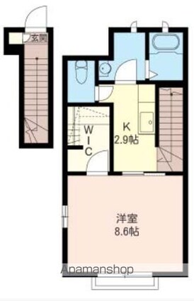 東京都昭島市中神町[1K/36.99m2]の間取図