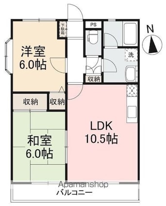 グレースハタオカ[2LDK/53.56m2]の間取図