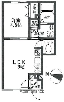 グランドソレイユ[1LDK/33.31m2]の間取図
