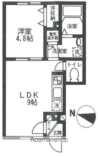 グランドソレイユ[1LDK/33.31m2]の間取図