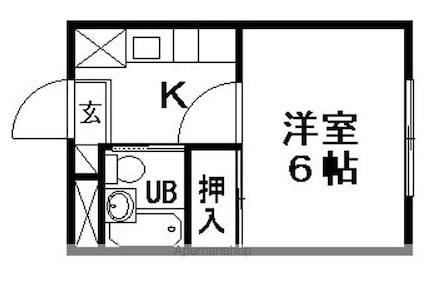 クリエイト甲西[1K/19.6m2]の間取図