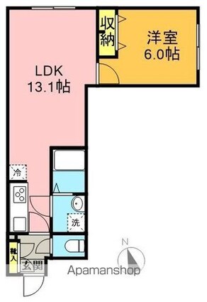 東京都杉並区下高井戸２丁目[1LDK/40.08m2]の間取図