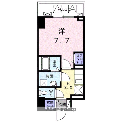 広島県福山市宝町[1K/27.36m2]の間取図
