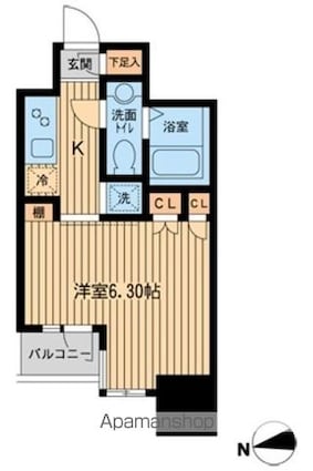 ＫＤＸレジデンス東新宿[1K/21.36m2]の間取図