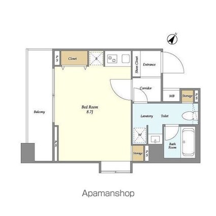 メルヴェーユ日本橋浜町[1R/25.67m2]の間取図