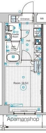 フュージョナル東墨田[1K/25.92m2]の間取図