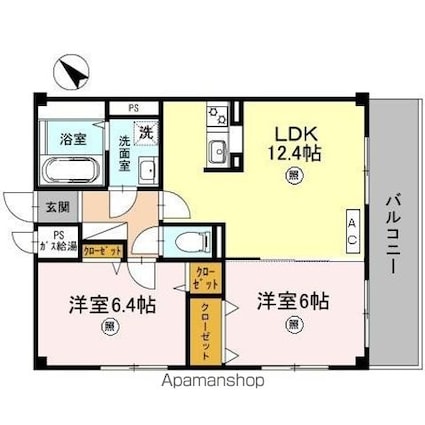 Ｌｅ　Ｓｏｌｅｉｌ　ＪＭ　（ル　ソレイユ　ジェイエム）[2LDK/58.48m2]の間取図