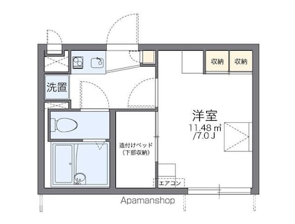 レオパレス若菜[1K/19.87m2]の間取図