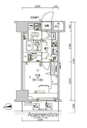 メインステージ南砂町Ⅱ[1K/25.7m2]の間取図