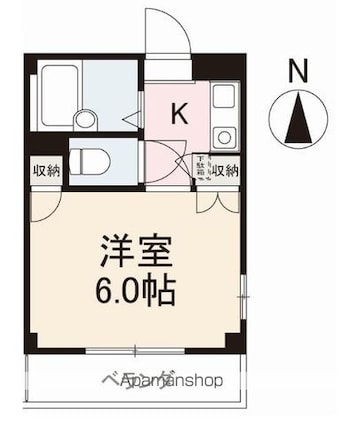 松原宮脇ハウスＮ[1K/18.68m2]の間取図