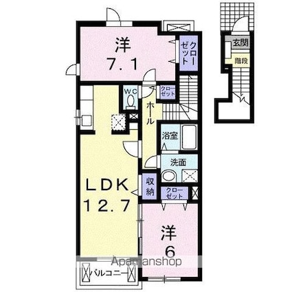 香川県高松市香西北町[2LDK/63.86m2]の間取図