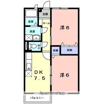 コーポ早坂[2DK/44.71m2]の間取図