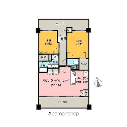 パークホームズ平和大通り[2LDK/60.56m2]の間取図