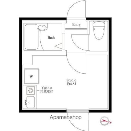 ブリリアント北千住[1R/11.65m2]の間取図