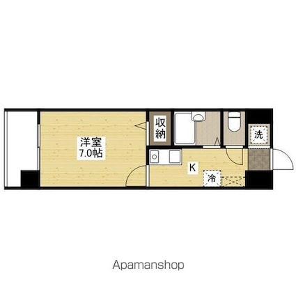 パークサイド羽衣[1K/24.8m2]の間取図