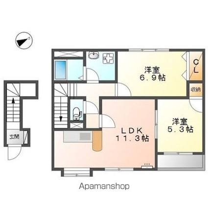ホッコウ　ハイム[2LDK/58.18m2]の間取図