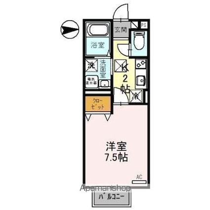 パリオ菅沼　Ｂ棟[1K/26.52m2]の間取図