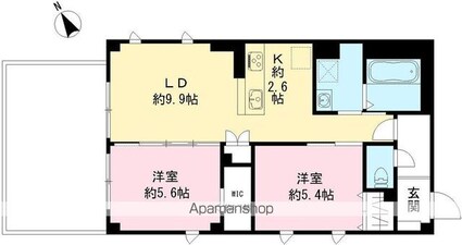 つむぎの杜　西荻みなみ[2LDK/54.64m2]の間取図