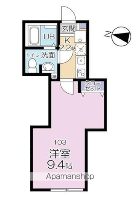 エルモ石神井公園[1K/26.22m2]の間取図