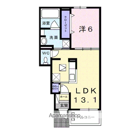 和歌山県御坊市島[1LDK/45.09m2]の間取図